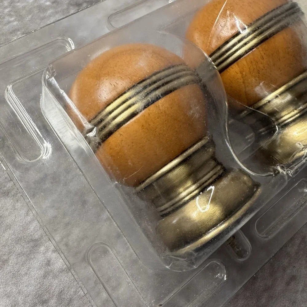 Kirsch Decorative Finials Wood Gold Ball Fits 1 3/8 Wood Pole Drapery Rod